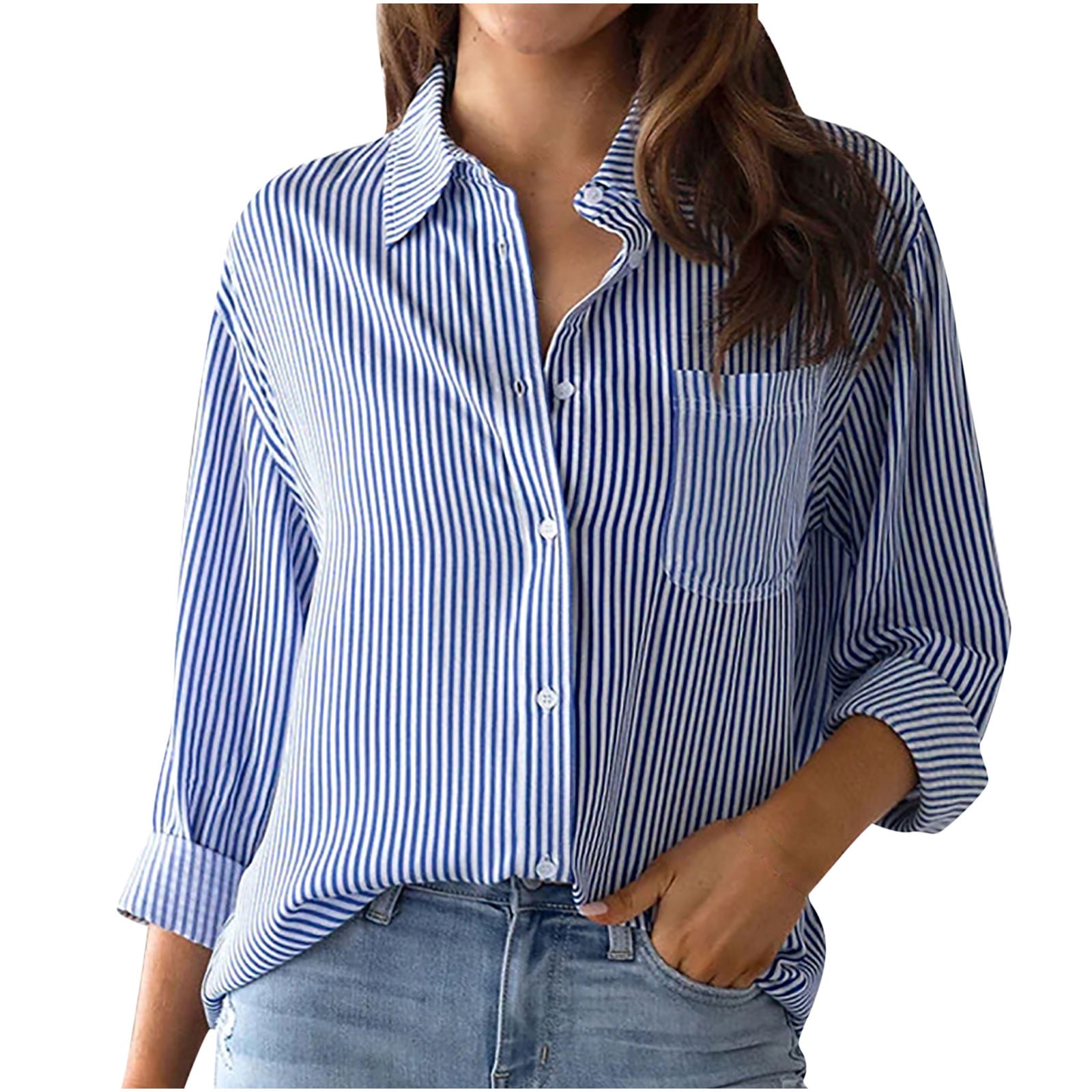 Casual Jacquard Buttons Texture Turndown Collar Blouses main image 0