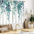 thumbnail image 2 of Navy Eucalyptus Botanical Kitchen Curtains Blue Leaves Bathroom Curtains Window Treatment Drapes Tier Flower Spring Floral Cafe Small Bedroom Short French Door Curtains 2 Panels 28x40 Inch, 2 of 8