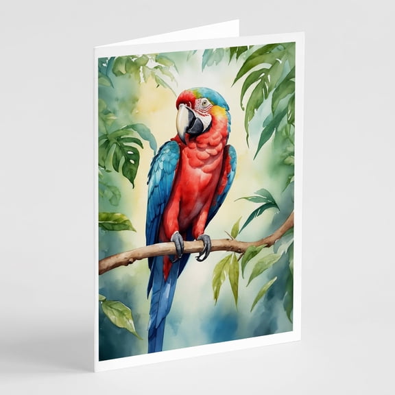 Carolines Treasures DAC7469GCA7P 5 x 7 in. Macaw Parrot Greeting Cards - Pack of 8