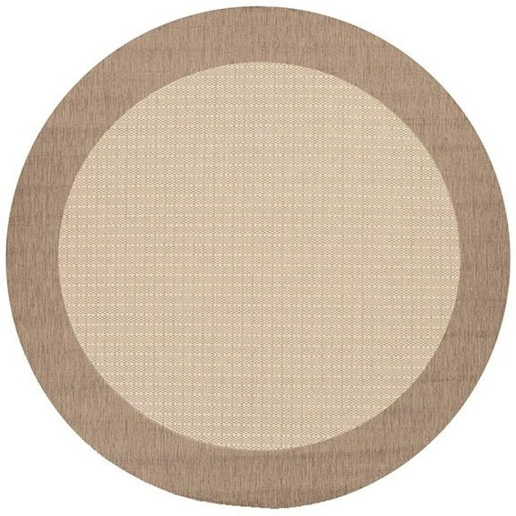 Couristan Recife Checkered Field Indoor / Outdoor Area Rug, Natural- Cocoa, 7'6" Round