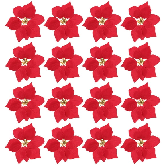 WEAVILUX 20 Pcs Artificial Red Poinsettia Flowers Christmas Tree Decorations Holiday Floral Accents