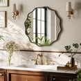 thumbnail image 6 of BEAUTYPEAK 24" Wavy Round Bathroom Mirror Wall Decor with Deep Frame, Black, 6 of 11