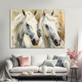 thumbnail image 2 of Horse Oil Painting Two White Horse Canvas Art Framed Horse Picture Wall Art For Livingroom Bedroom Office, 2 of 6