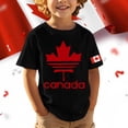 thumbnail image 2 of OOOUM Boys Short Sleeve T-Shirt Canadian National Day Graphic Basic Tees Active Breathable Running Shirt Top For Soccer Black 5-6 Years, 2 of 4