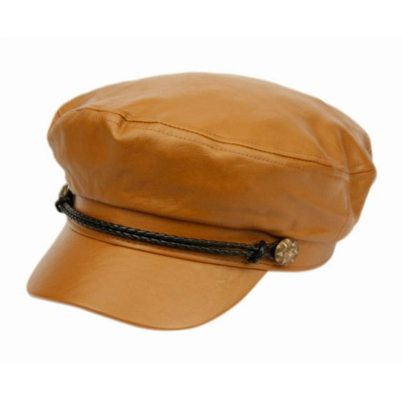 Woman's Faux Leather Greek Fishman Sailor Fiddle Drive Hat Flat Cap