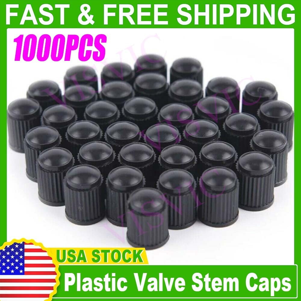 1000Pc Universal Black Plastic Tire Valve Caps Air Stem Cover for Car Motor Bike
