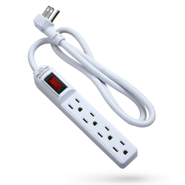 Surge Protector Power Strip Flat Plug Fosmon Etl Listed 4 Outlet 1875w 15a 300j 3ft Extension Cord With 3 Prong Walmart Com Walmart Com