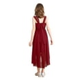 thumbnail image 2 of YUUMIN Kids Girls Shiny Sequins Party Dress Sleeveless High Low Hem Ball Gown Chiffon Birthday Dress Burgundy 4, 2 of 7