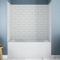 Streamline DSH-1100-100 32 in. L x 60 in. W x 55 in. H 3-Piece Glue-Up Alcove Bathtub Wall Surround in White Tile Finish