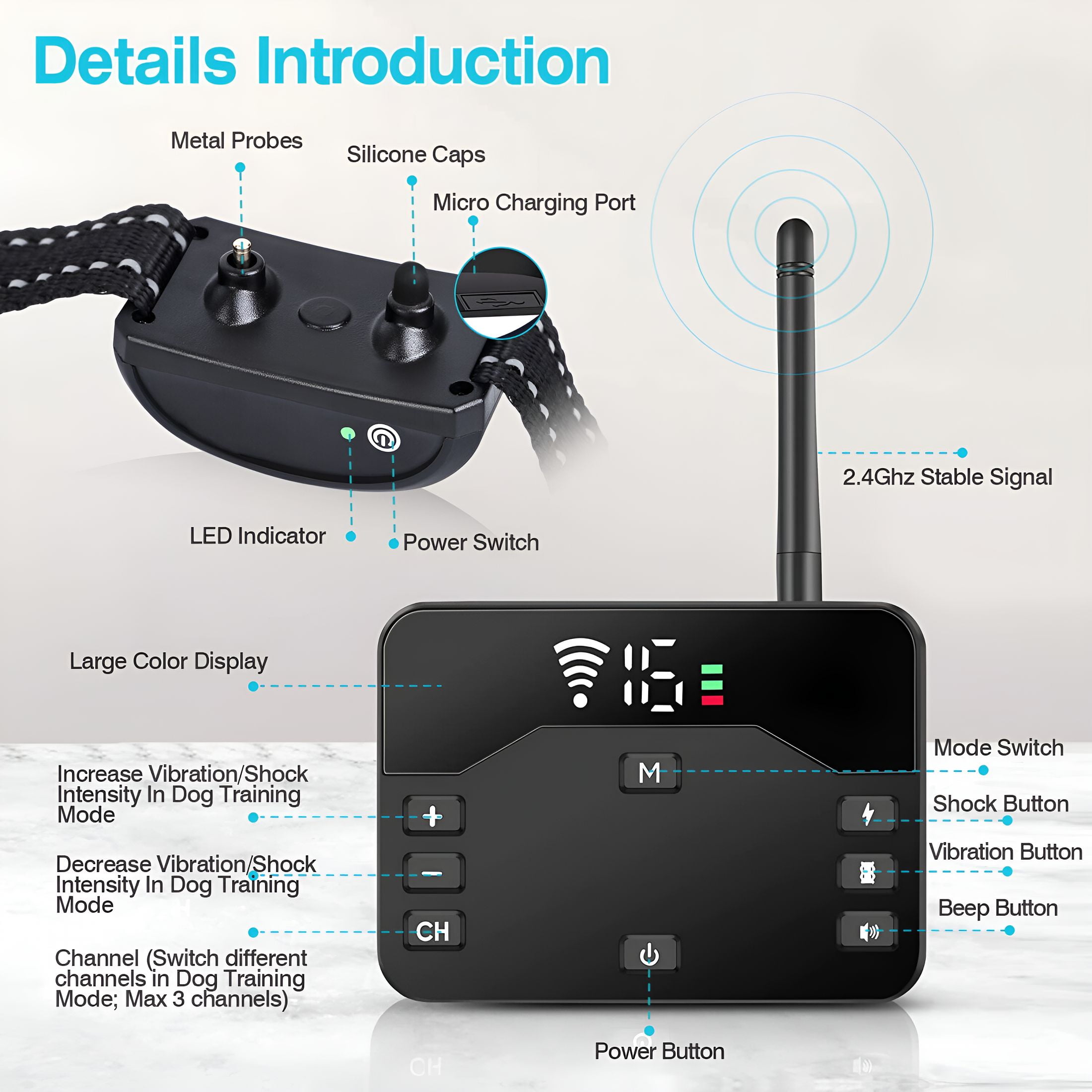 GASTROPOD Wireless Dog Fence for 1 Dog ,Electric Fence for Dogs 2 in 1 Wireless Dog Fence Collar Pet Containment System