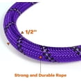 thumbnail image 3 of LAICAIW Rope Dog Leash 6 FT with Comfortable Padded Handle, Highly Reflective Threads Dog Leash for Large Dogs, 1/2 inch, Purple, 3 of 7