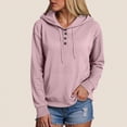 thumbnail image 2 of Godom Women's Hoodies Casual Long Sleeve Half Button Drop Shoulder Pullover Tops Loose Drawstring Hooded Sweatshirt, 2 of 7