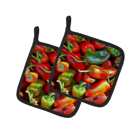 Carolines Treasures GAK1018PTHD Chilis by Gary Kwiatek Pair of Pot Holders, 7.5HX7.5W, multicolor