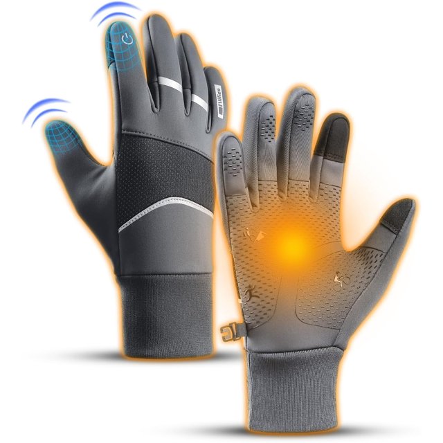 Guantes térmicos de invierno para correr con pantalla táctil, resistentes al agua, antideslizantes, resistentes al viento, para clima frío, talla M