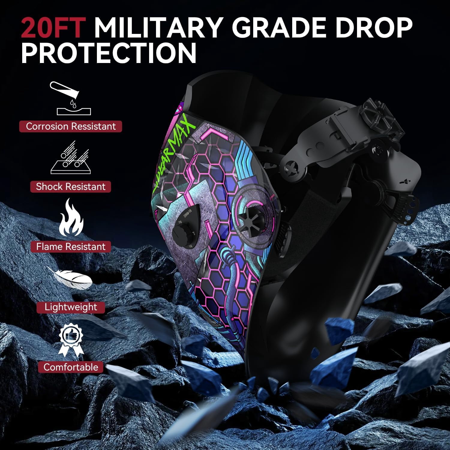 ARCCAPTAIN Welding Helmet Auto Darkening, Large View Welding Hood Mask True Color with Top Optical Clarity