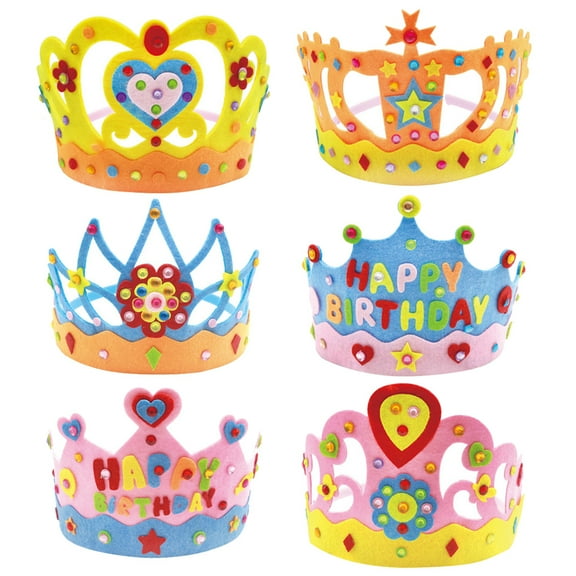 TABLZONE Birthday Party Hat Craft Kit, Non-Woven Fabric, Assorted Colors, 6-Set for Kids and Adults