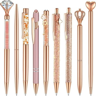 Rhinestone Metal Ballpoint Pen 6 Pack Crystal Diamond Pens Black Ink 1.0mm Point Sparkly For Women Gift Office Note Taking Journaling, Red