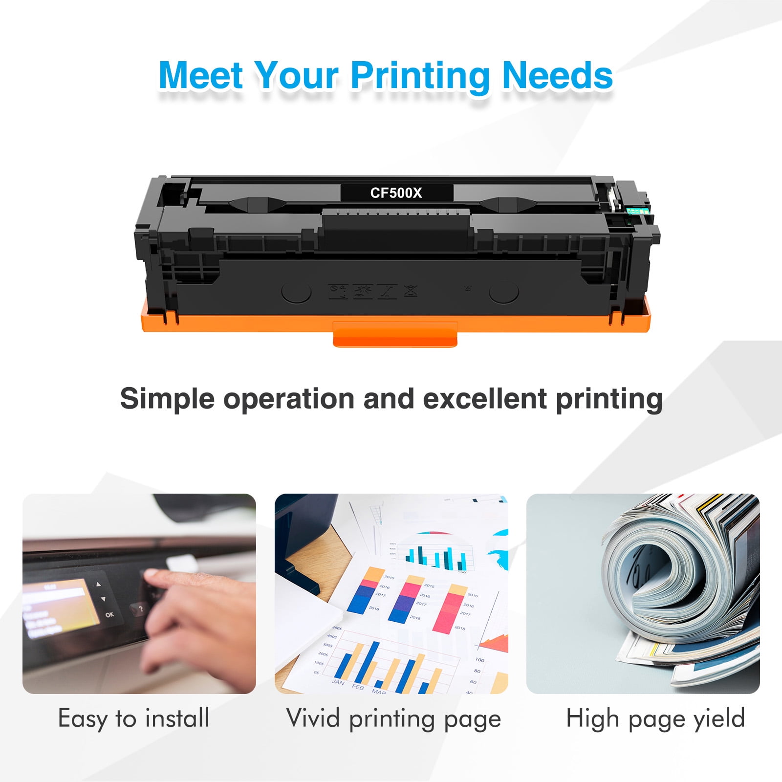 202X Toner Cartridge Compatible for 202X 202A CF500X CF500A for Color Laserjet Pro MFP M281fdw M281cdw M254dw M281fdn M254 M281 Printer Ink (Black Cyan Yellow Magenta, 4-Pack)