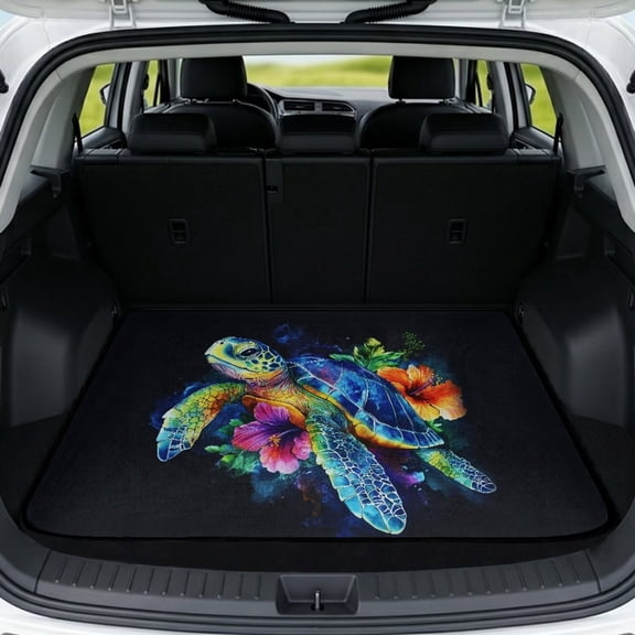HUISEFOR Sea Turtle Car Trunk Mat 29" x 39" Full Protection Cargo Mat Rear Trunk Liner, Anti Slip, Anti-Scratch, Easy To Clean, Universal Fit for Most Cars SUV