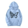 thumbnail image 4 of HSHMT Women's 2025 Fall Two Piece Women's 2 Piece Outfits Butterfly Print Hoodies Pullover Sweatshirt Sweatsuits Joggers Pants With Pockets, 4 of 5
