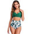 thumbnail image 1 of Goodwill Women High Waist Bikini Set Two Pieces Swimwear, Cross pleated halterneck split Tops Swimsuit, 1 of 7