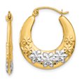 thumbnail image 1 of 14k Yellow Gold Flowers Hoop Earrings Flower Gardening, 1 of 6