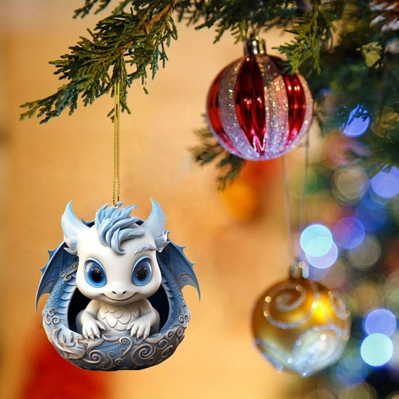 Fiudx Adorno de Dragón Gótico, Forma Única de Bebé Volador, Detalles Realistas, Fácil de Colgar, Elegante Decoración para Árbol de Navidad, Acrílico Duradero, Regalo para Fiestas Navideñas, 1 Pieza