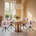 thumbnail image 4 of ZIATUBLES Pink Butterfly Flower Print Curved Back Dining Chair Slipcover Stretchable Swivel Bar Stool Cover with Backs Removable Accent Vanity Desk Chair Protector Home Living Room Decor, 4 of 7