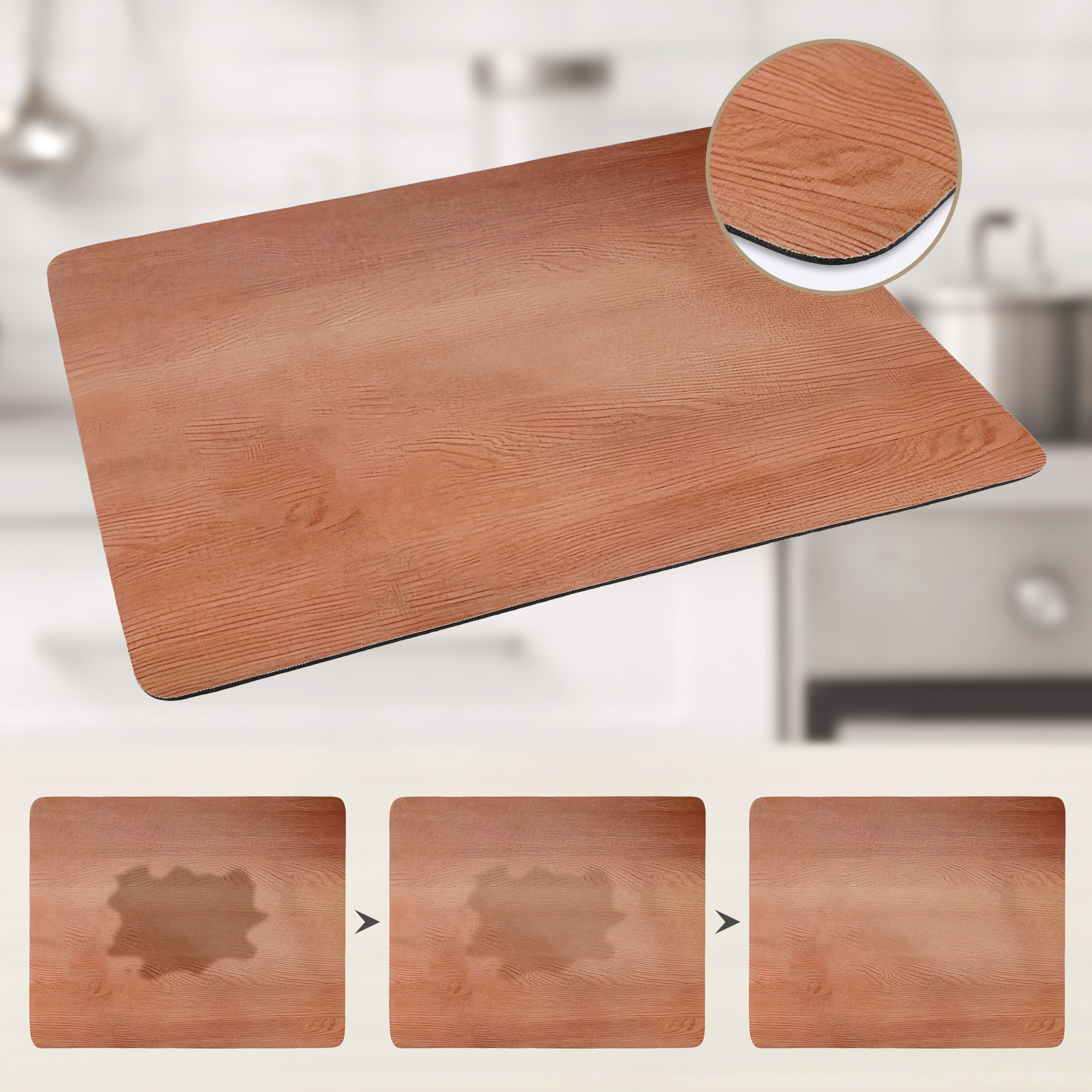 Unique Bargains Solid Dish Drying Mats for Kitchen Counter Light Brown 19.7*15.7 inch