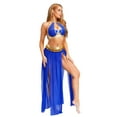 thumbnail image 4 of Zaldita Woman Belly Dance Outfits Hater Neck Backless Cutout Crop Top With Flowy Split Skirts Blue M, 4 of 7