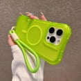 thumbnail image 5 of Rugged Phone Case For iPhone 16,Compatible with Mag-Safe,with Wrist Strap,3-in-1 Heavy Duty Protection,Shockproof Anti-drop Matte translucence Rugged Anti-Scratch Phone Case,Green, 5 of 10