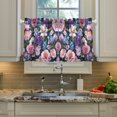 thumbnail image 2 of Yayeee Kitchen Curtains Light Filtering 27"x24" Rod Pocket Short Cafe Window Panel, Pink and Purple Flowers, 2 of 7