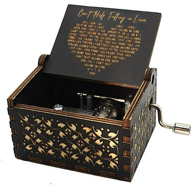 Music Box, Antique Engraved Musical Boxes Case for Love One Wooden Music Box - Gifts for Lover, Boyfriend, Girlfriend, Husband, Wife (BLACK)