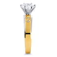 thumbnail image 3 of Wellingsale Ladies Solid 14k Two 2 Tone White and Yellow Gold Polished CZ Cubic Zirconia Round Cut Engagement Ring and Wedding Band Bridal Set - Size 8, 3 of 6