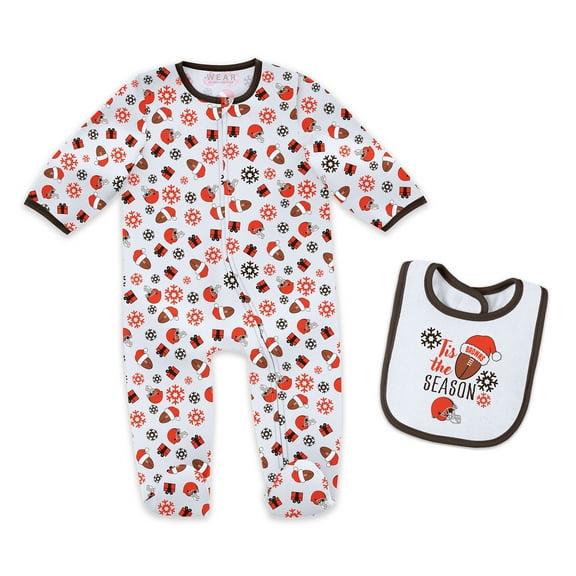 Infant & Newborn WEAR by Erin Andrews Cleveland Browns Holiday Full-Zip Sleeper & Bib Set