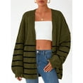 thumbnail image 3 of Women'S Oversized Cardigan Sweaters Fall Long Lantern Sleeve Knit Open Front Sweater Olive Green M, 3 of 8