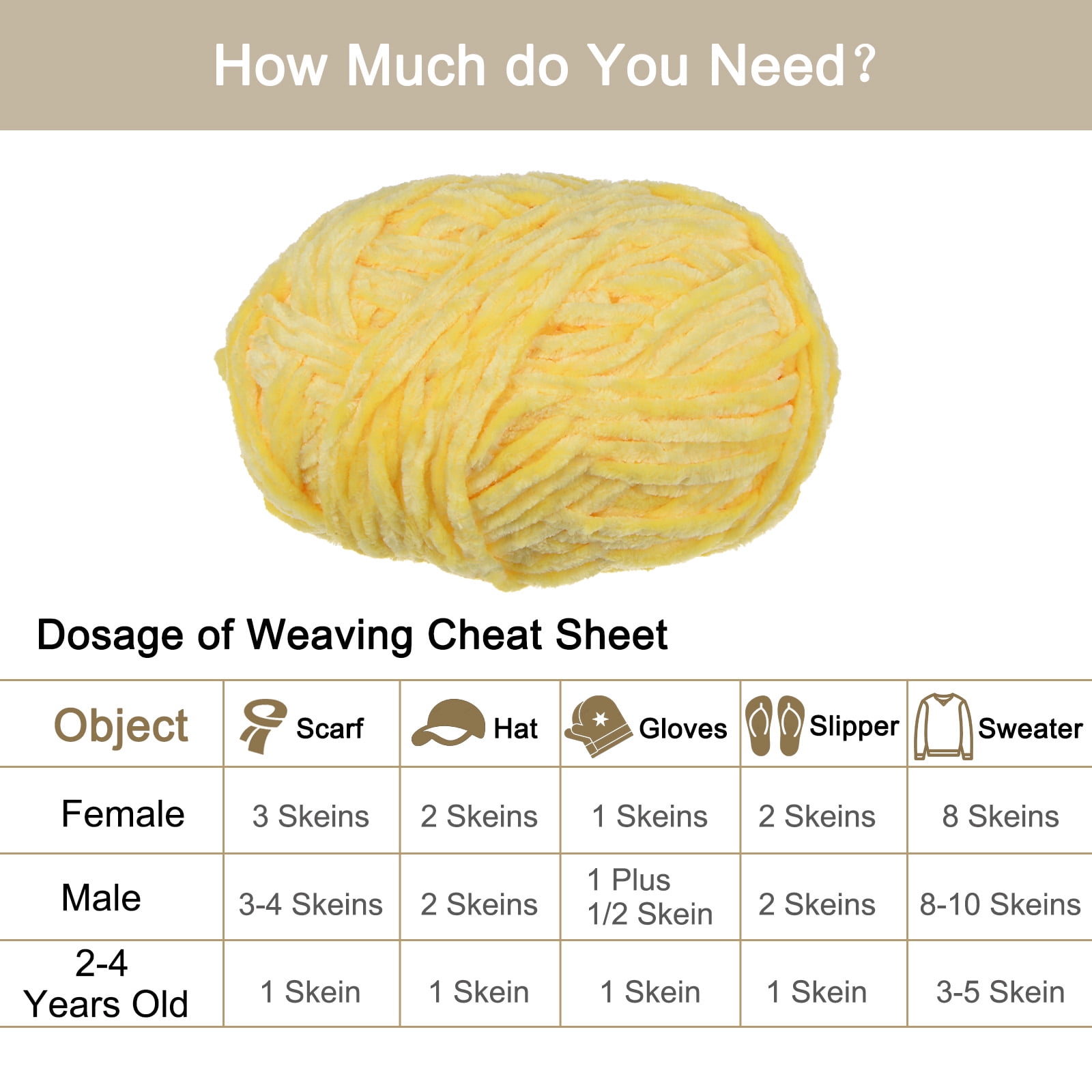 Uxcell 4pcs Velvet Yarn Soft Chenille Yarn 4x100g/14.1oz (347yds) Fluffy Yarn for Knitting Crochet Blanket Light Yellow