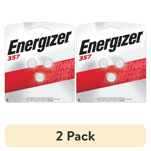 (2 pack) Energizer 357/303 Batteries (3 Pack), Button Cell Batteries