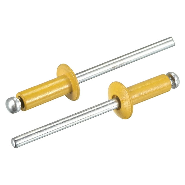 Unique Bargains 4mm x 10mm en Aluminium Tête Ronde Plate Rivets Aveugles, Ton Or 25 Pack