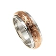 thumbnail image 2 of Sterling silver 925 2 tone pink rose gold plated Hawaiian princess scroll 4/6mm double band ring size 6.5, 2 of 4