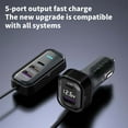 thumbnail image 4 of Binmer Rear Seat Expansion Car Bluetooth Charger With 1.5m Extension Cable 5-port Output 30W Ambient Light Suitable For Tablet Mobile Phone Vacuum Cleaner, 4 of 6