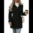 thumbnail image 2 of Abrigo Clásico de Invierno para Mujer con Bolsillos y Botonadura Sencilla. Negro M, 2 of 9