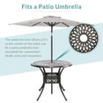 thumbnail image 4 of MEETWARM 3 Piece Patio Bistro Set, Outdoor All-Weather Cast Aluminum Dining Furniture Set Includes 2 Cushioned Chairs and a 35.4” Round Table with Umbrella Hole for Garden Deck, Chili Red, 4 of 7