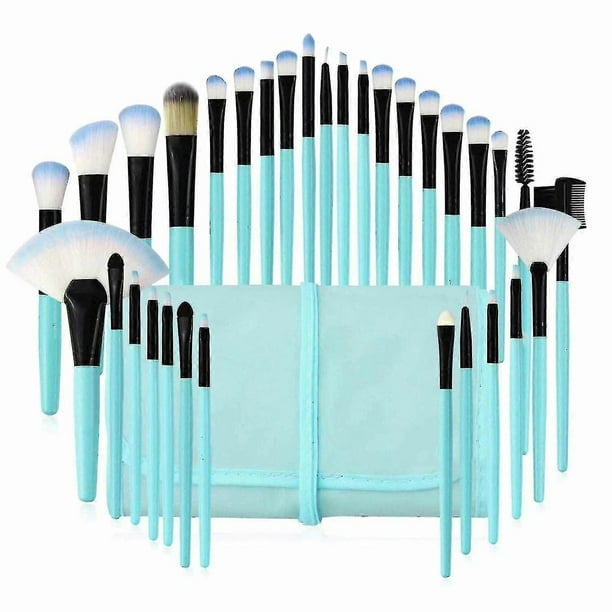 32pcs Makeup Brushes Set, Cosmetic Brushes Lips Foundation Eyeshadow Face Brushes Eye Brushes Eyeshadow Brushes With Blue Nylon Bag, Blue