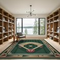 thumbnail image 2 of ODIKA Green Baseball Field Design Featuring Diamond Shape And Border Flags Low Profile Flatwoven for Great Room, Indoor Open Concept, Large Living, 2 of 7
