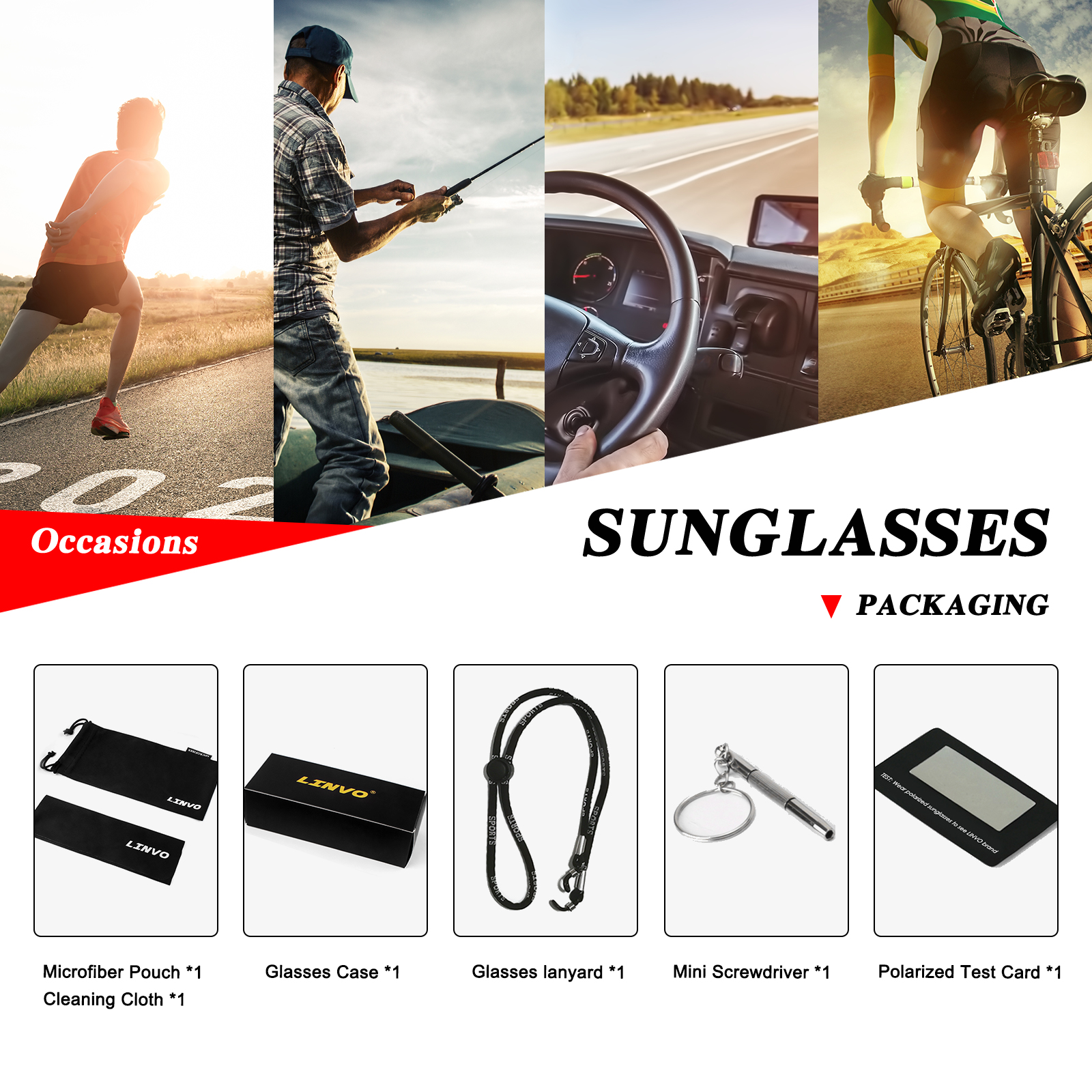 LINVO Polarized Sport Shield Wraparound Sunglasses photo 7