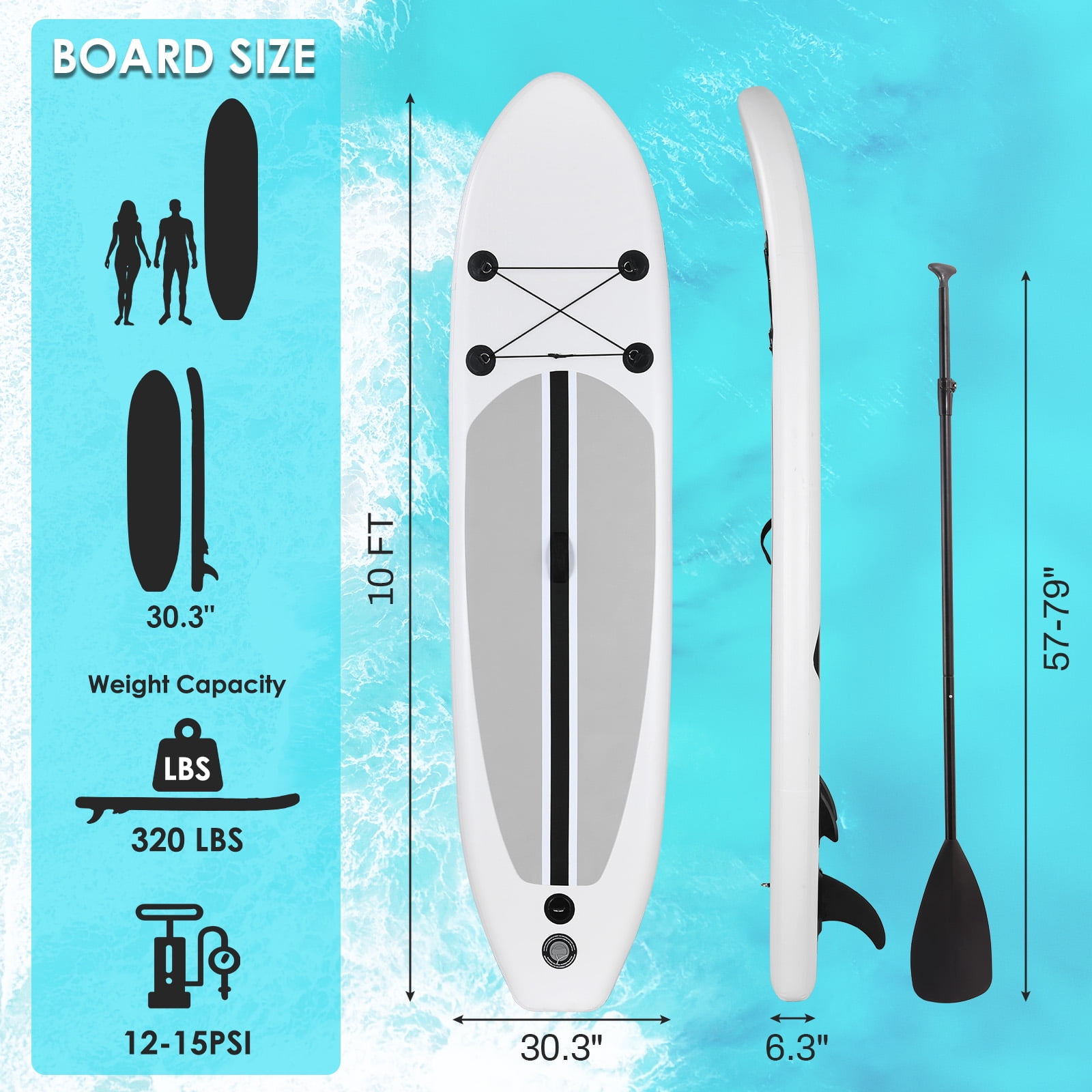 Arlopu 10FT Inflatable Stand Up Paddle Board, Paddleboard with Premium SUP Accessories for All Skill Levels, Non-Slip Deck