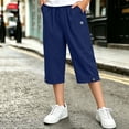 thumbnail image 4 of LvhaoGJOB Kids' Casual Pants - Soft, Elastic Waist & Pockets - Navy 11-12 Years, 4 of 5