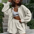 thumbnail image 2 of zfwon Co Ord Sets for Women 2 Piece Matching Set Solid Color Collared Button Down Shirts & Elasticated Waist Shorts with Pocket Casual Co Ord Outfits Summer Wear, 2 of 7