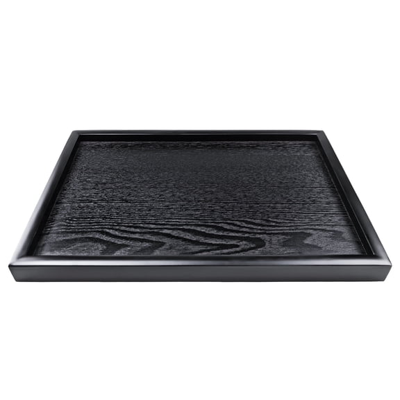 Solid Wood Rectangular Tea Tray, Black Raised Edge Serving Platter for Tea, Coffee, Breakfast, Bed, Sofa, Ottoman, 20 by 30 cm